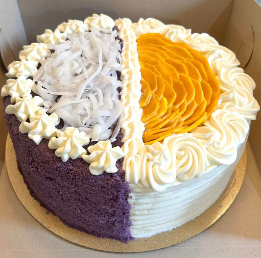 Half Ube / Half Mango Cake 8"